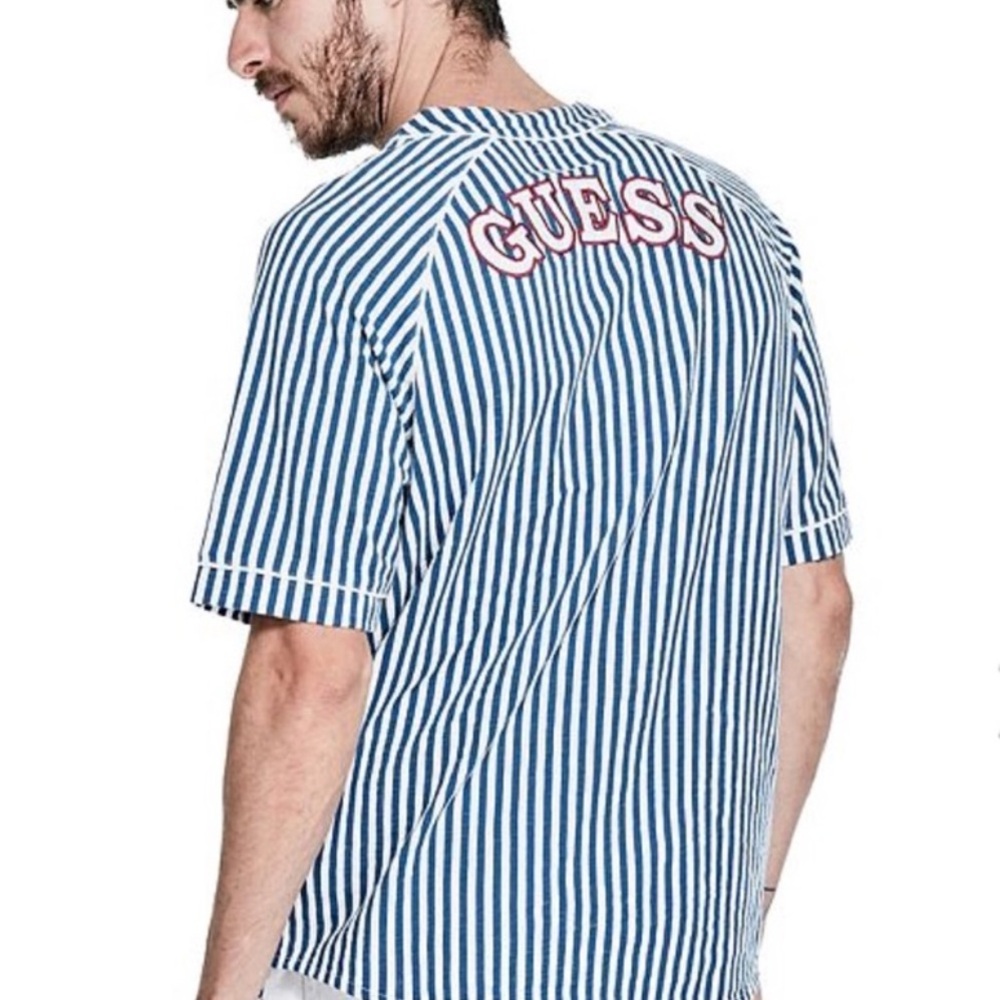 GUESS David Baseball Men’s Blue Striped Tee